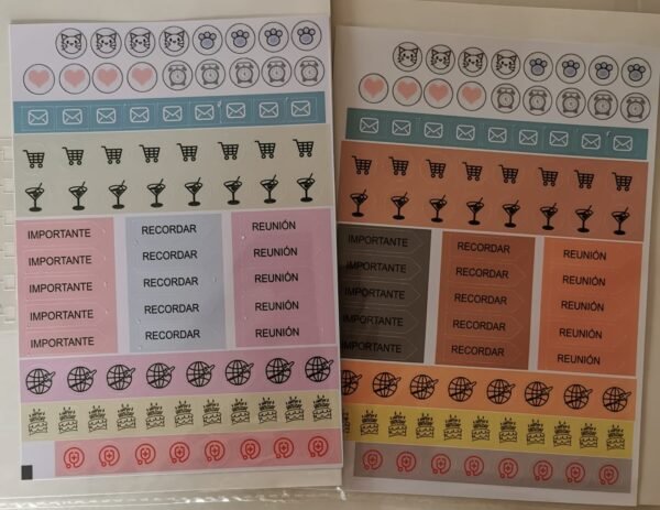 Lámina de stickers agenda