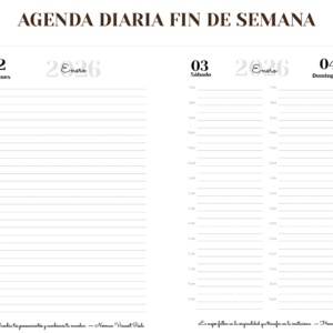 Agenda Fechada Diaria con Fin de Semana Juntos